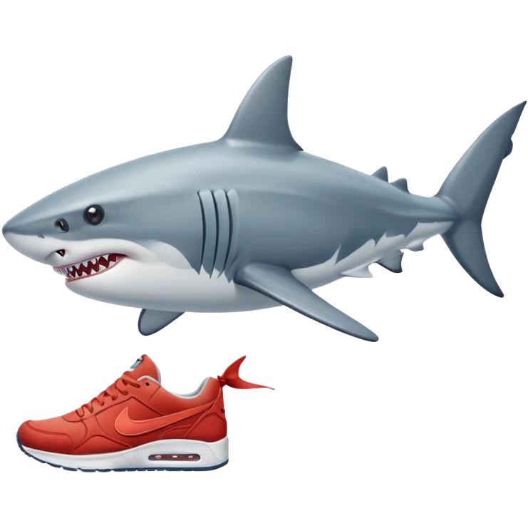 Un tiburón de 4 patas afuera del agua pata que tenga una zapatilla Nike. emoji