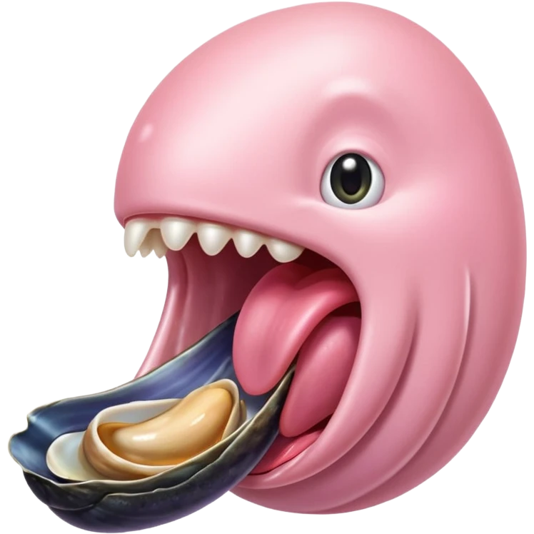 langue qui dépasse d'une bouche humaine ouverte et touche une moule ouverte sans coquille emoji