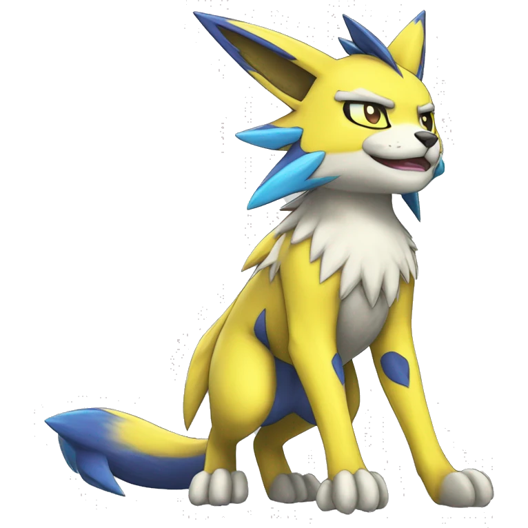 Shiny Colorful Anthro Edgy Cool Zeraora-Renamon-Pokémon-Fakémon Full Body Detailed High Quality  emoji