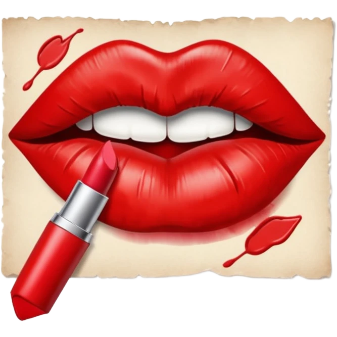 red kiss print emoji