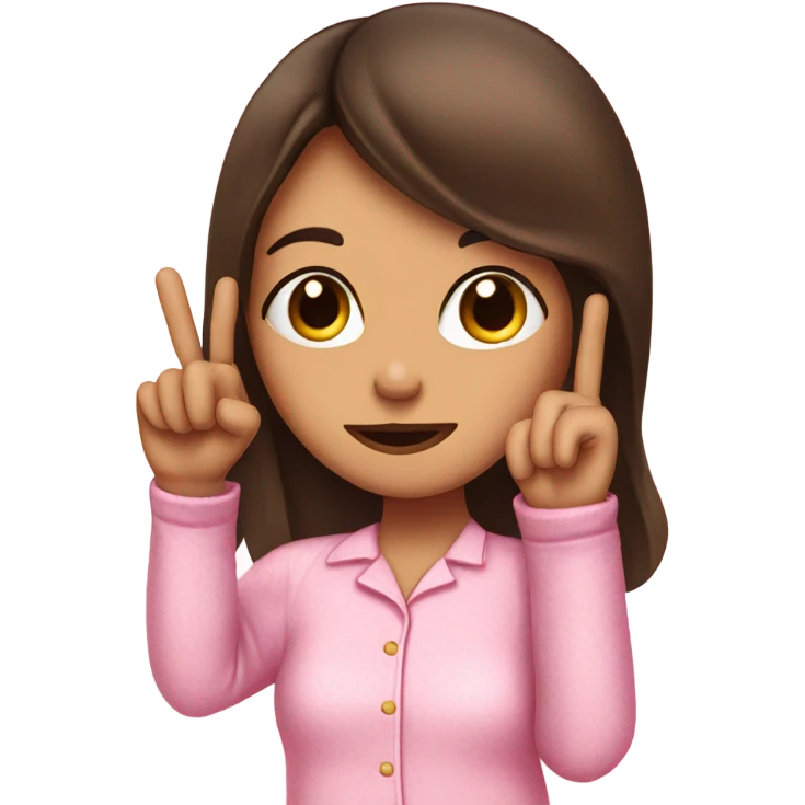 brunette girl sticking up middle finger in pink pyjamas  emoji
