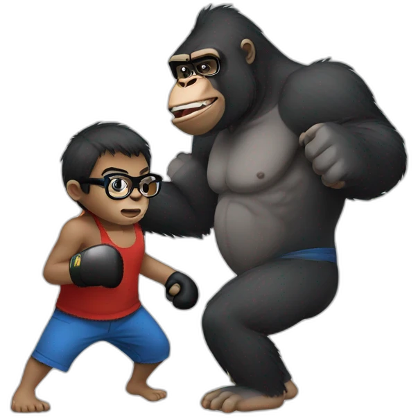Gorilla boxing a Boy with glasses emoji