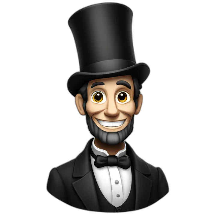Abraham Lincoln with top hat and a big smile emoji