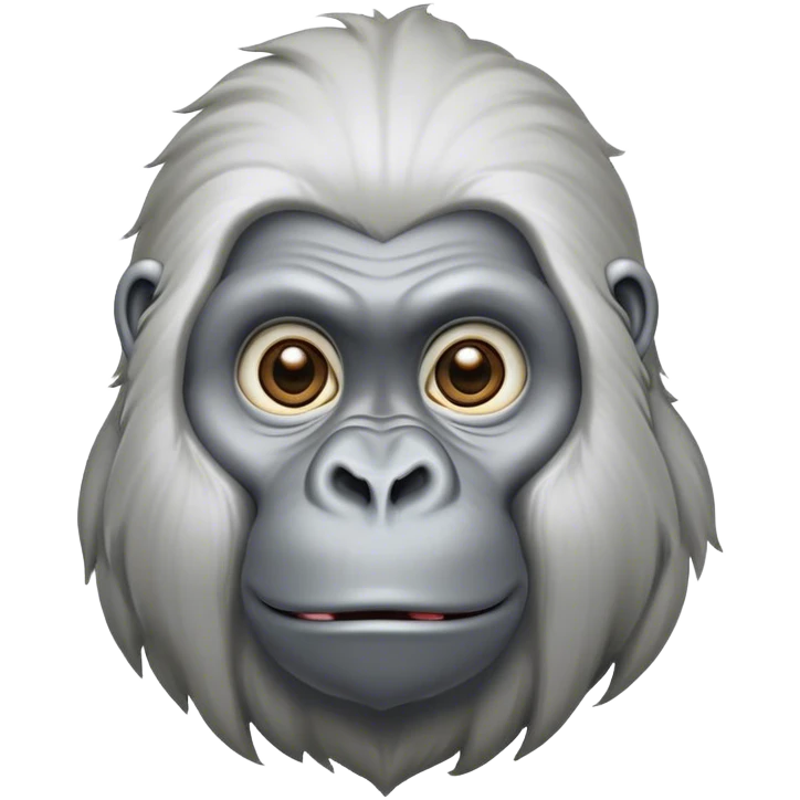 Cinematic Cute Silverback Gorilla Portrait Emoji, Head tilted playfully and inquisitively, with a robust build accented by a striking silver mane and round, sparkling eyes full of gentle charm, Simplified yet irresistibly adorable features, highly detailed, glowing with a warm, friendly jungle glow, high shine, affectionate and lively, stylized with a touch of endearing primate whimsy, soft glowing outline, capturing the essence of a mischievous yet loving silverback that feels like it could lumber out of the screen into your arms! emoji