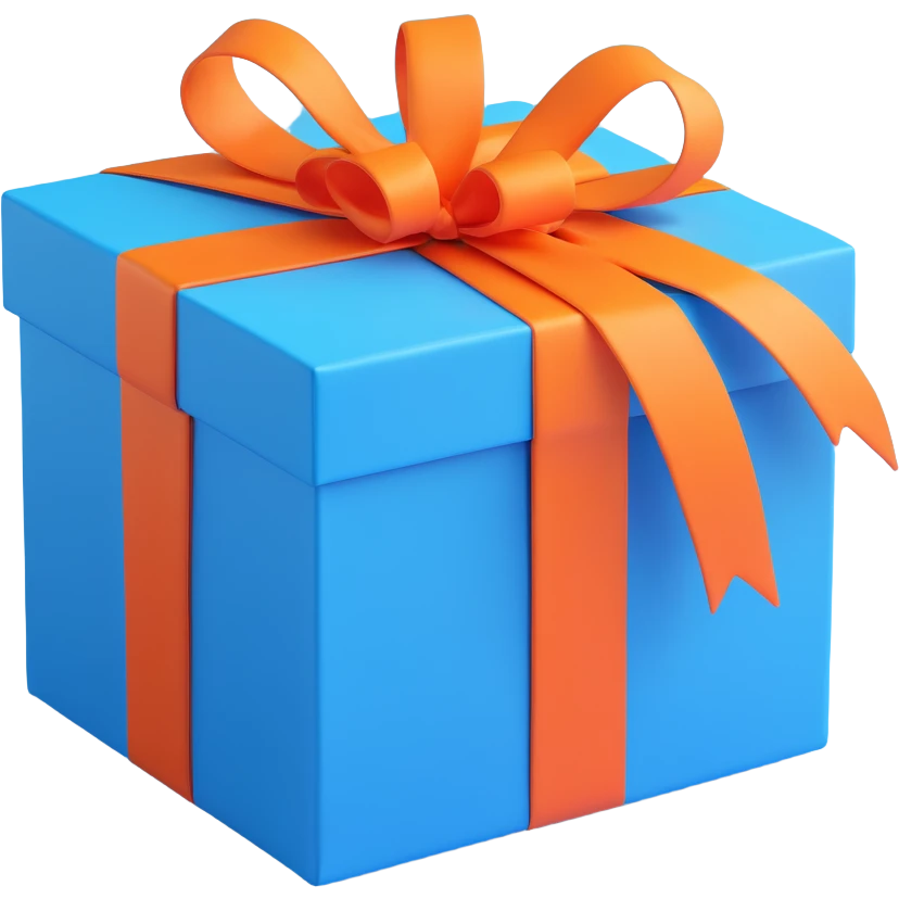blue gift box with bright colored ribbons emoji