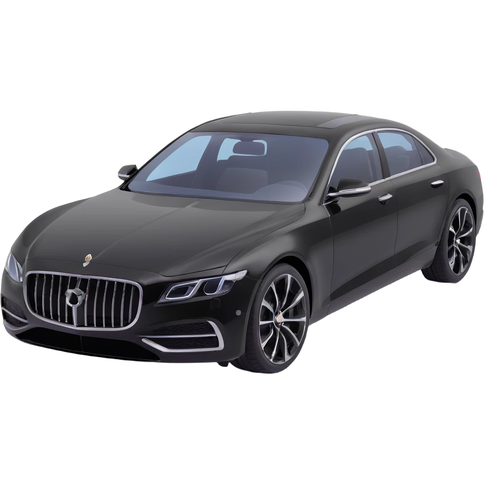 black luxury car with a transparent plastic film partially covering the hood and windshield, elegant and premium look emoji