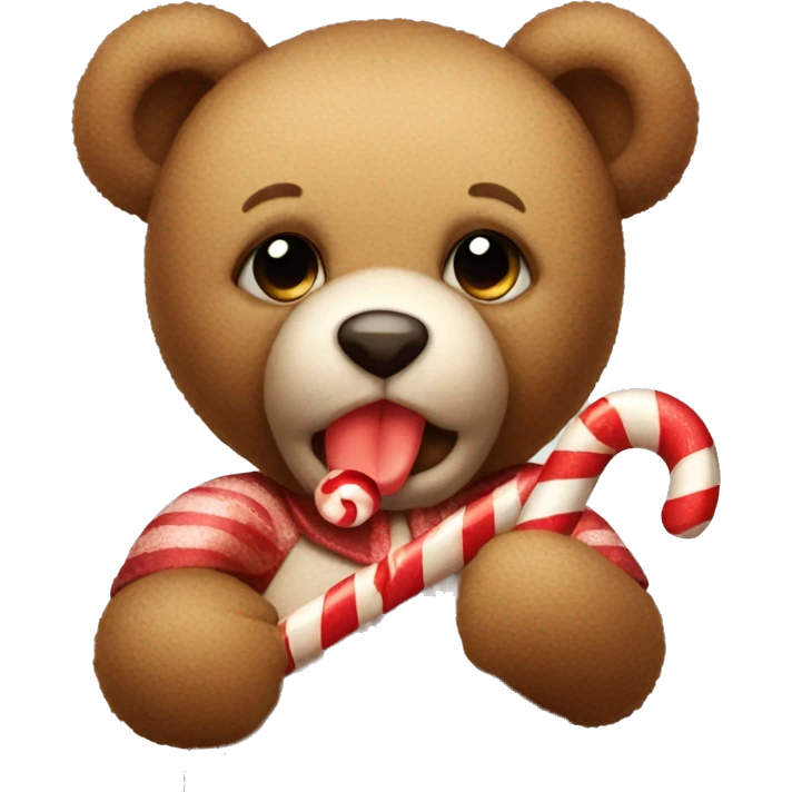 Teddy bear holding a candy cane  emoji