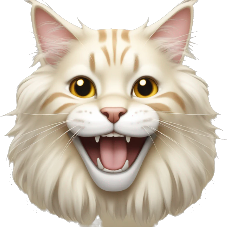 cream colored maine coon smile with teeth emoji