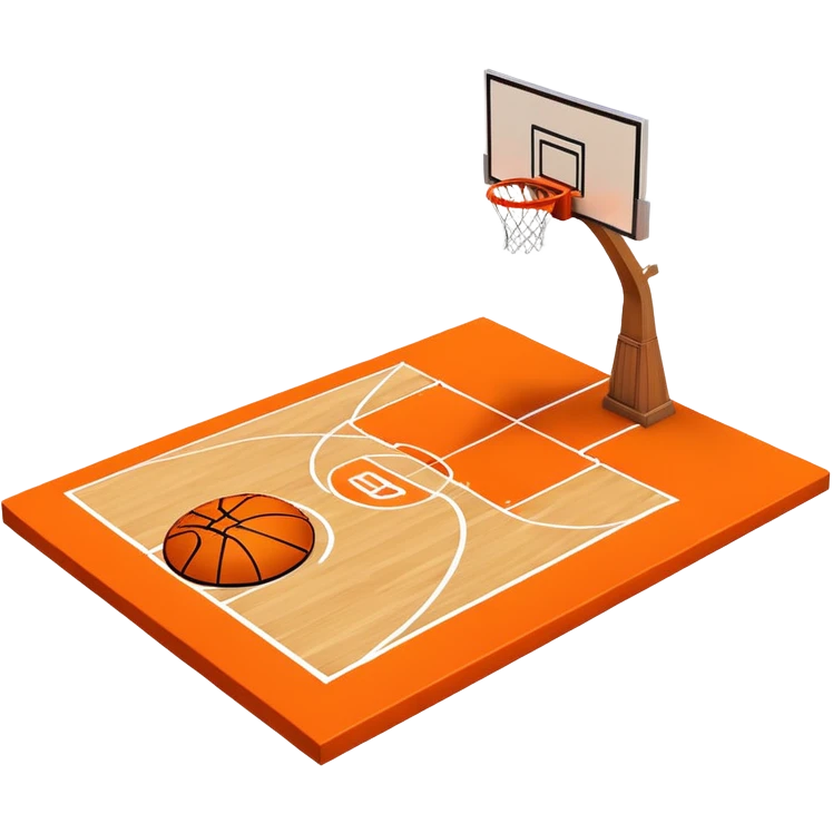 3d basketball court with basketball hoop emoji