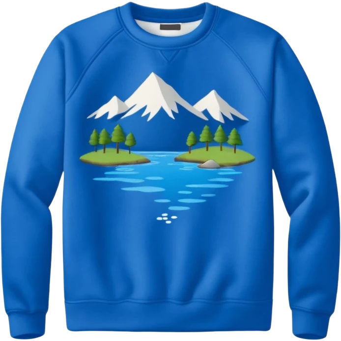 Sweat shirt with embroidered really small lake design in right corner emoji