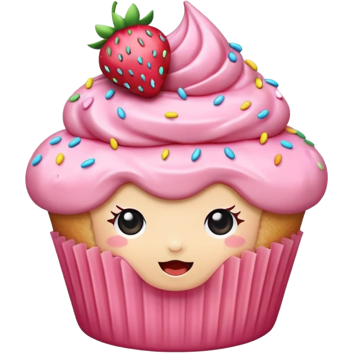 kawaii strawberry cupcake emoji