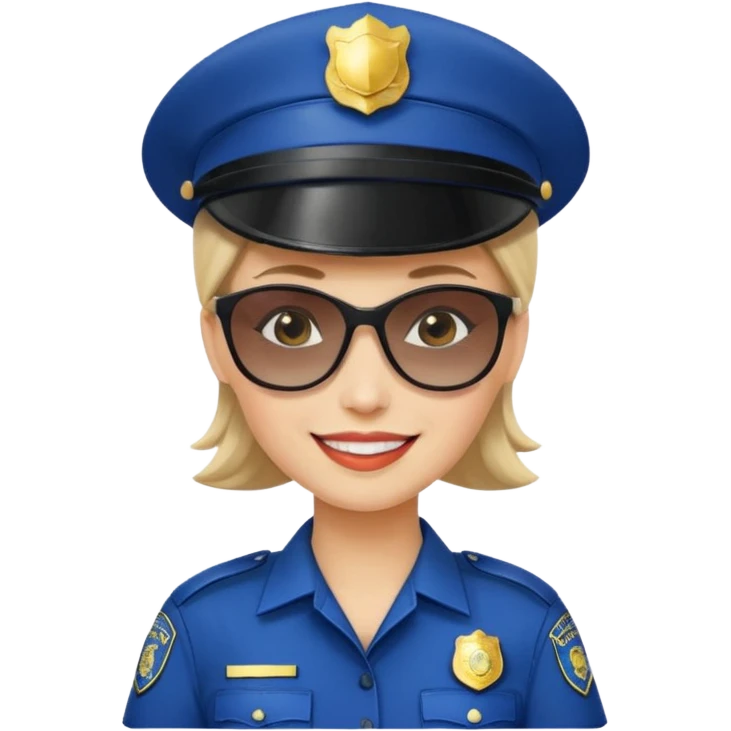 woman police with hair style and hats and sun glsses emoji