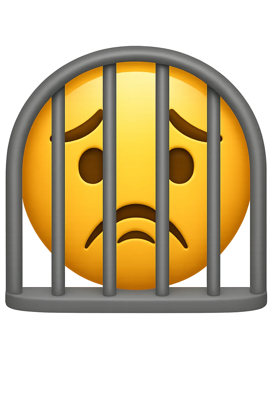 Disturbi alimentari visti come una gabbia stile emoji iphone. emoji