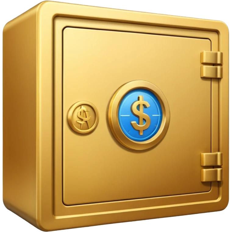 Create a single Apple-style emoji representing assets held in a securities depository: a compact safe or vault icon combined with rising financial symbols (stock chart line, bonds, or certificates), emoji