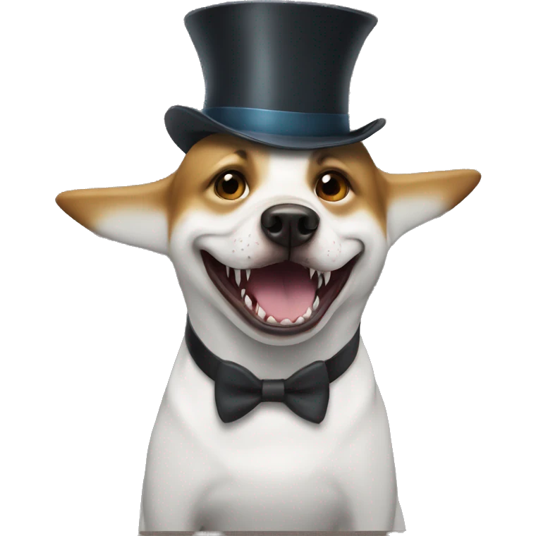 Shark with a top hat on dog emoji