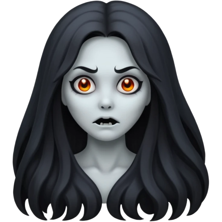 creepy ghost woman with gray skin and scary face emoji