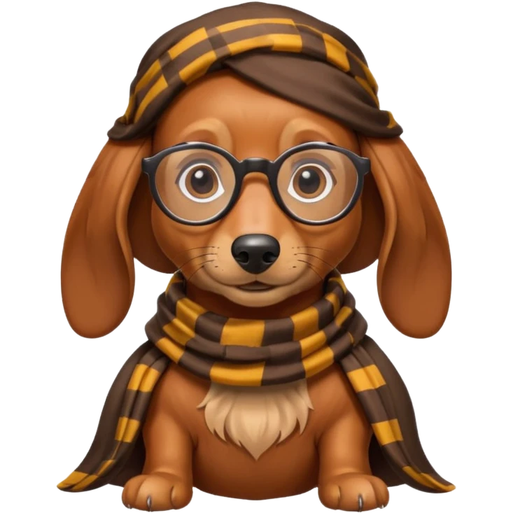 A dachshund in a Harry Potter costume emoji