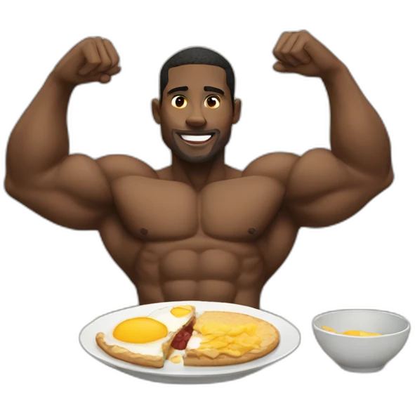 muscular black man eating breakfast emoji