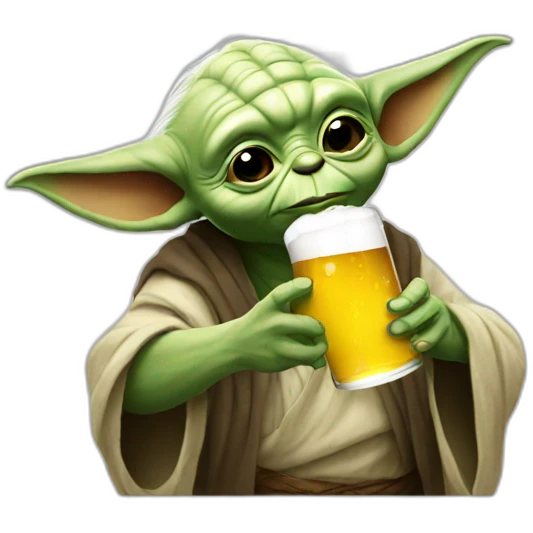 Yoda drinking beer emoji
