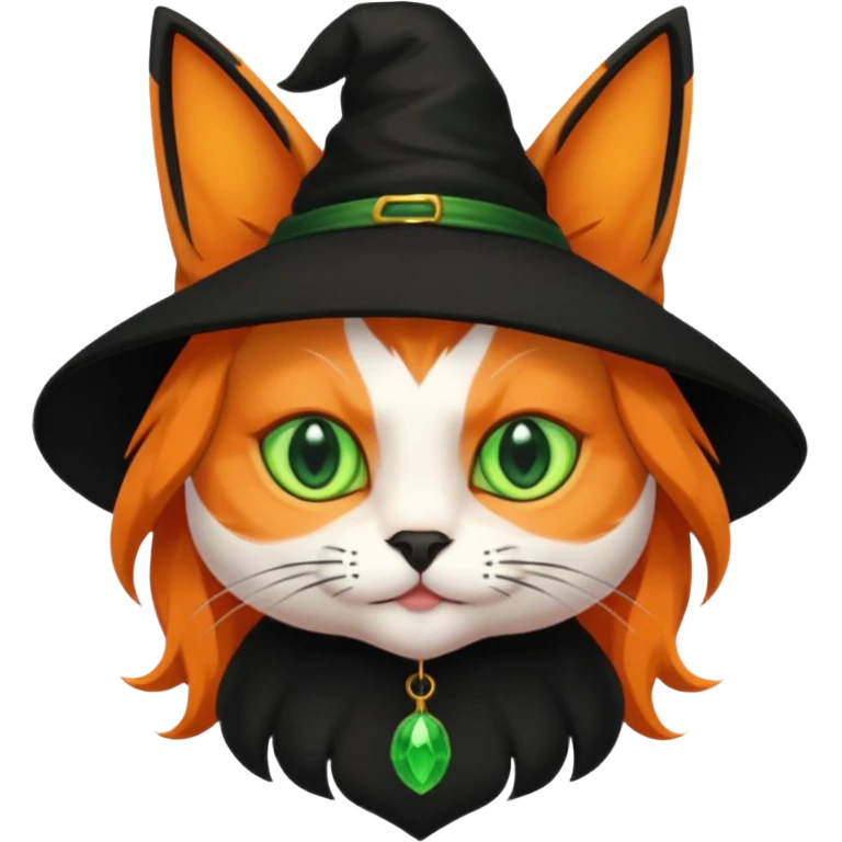 orange witch cat with green eyes emoji