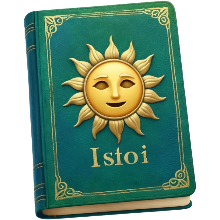 green and blue book with a sun symbol on it emoji
