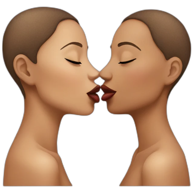 two women touching lips emoji