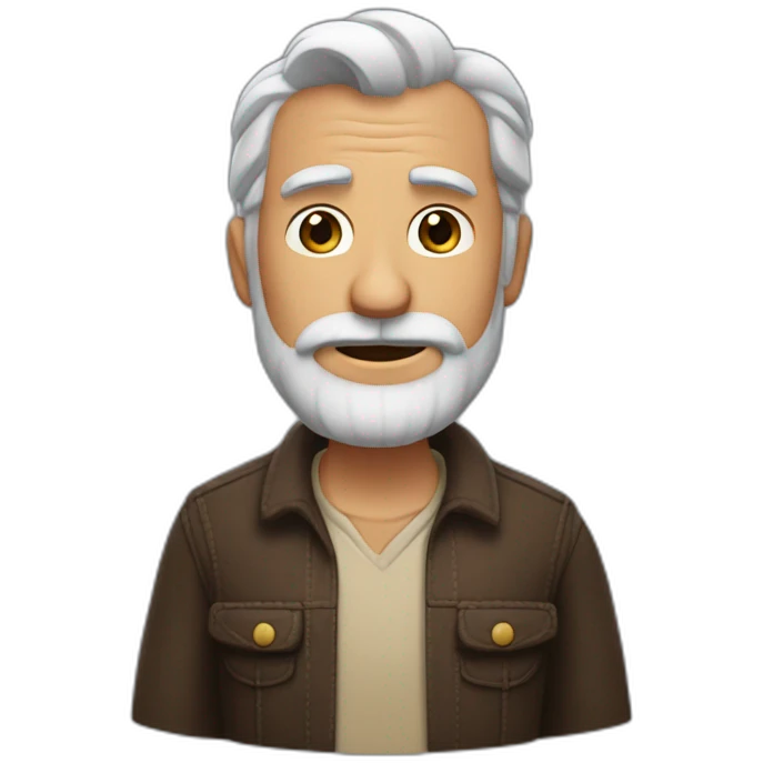 Hombre Senior pixar con barba y coleta emoji