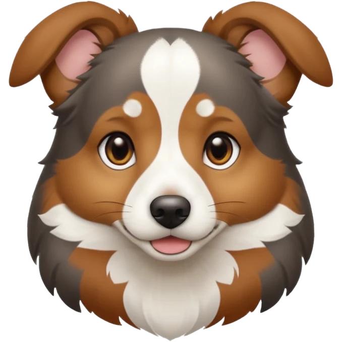 собака породи ауссі триколор з передніми білими  лапками та білою мордочкою emoji