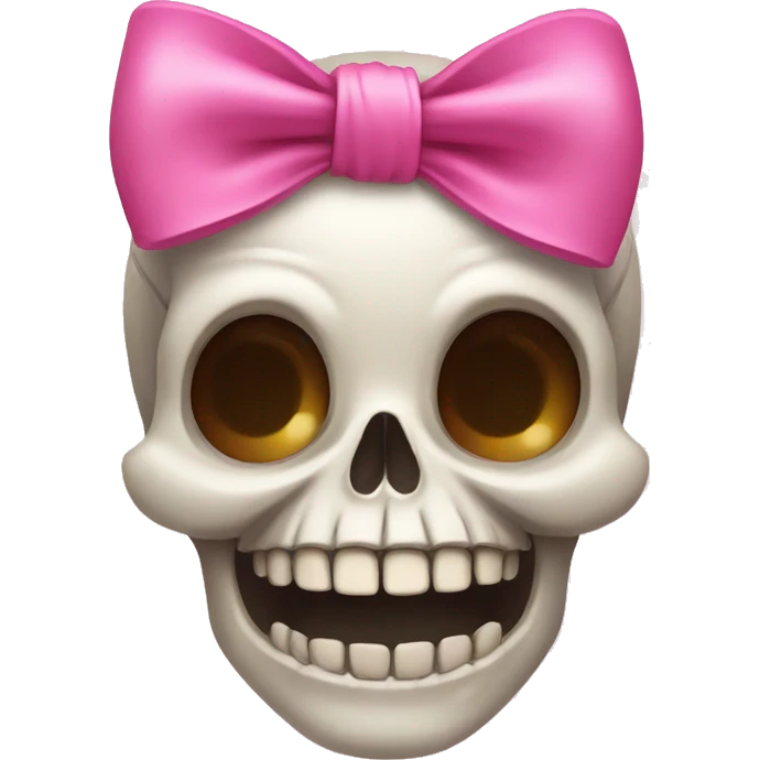 Skull with pink bow smiling emoji
