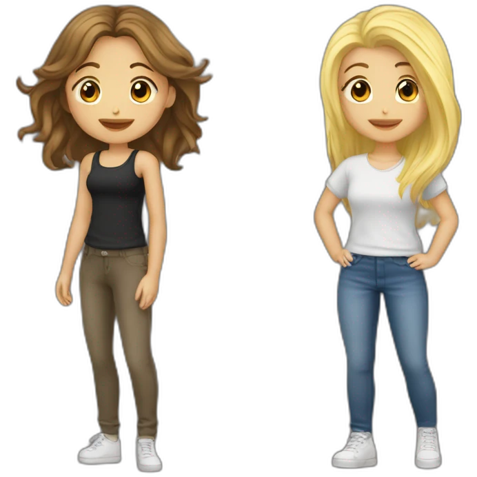 Couple lesbian fille blonde et fille brune emoji