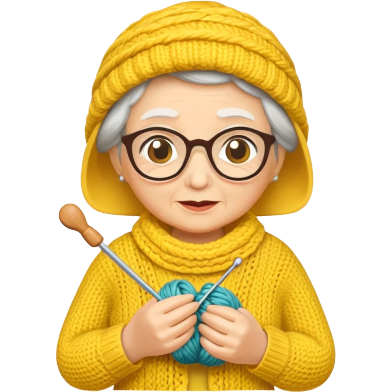 knitting grandma yellow emoji
