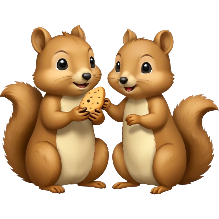 Squirrel eating next to quokka also eating  both very happy  emoji