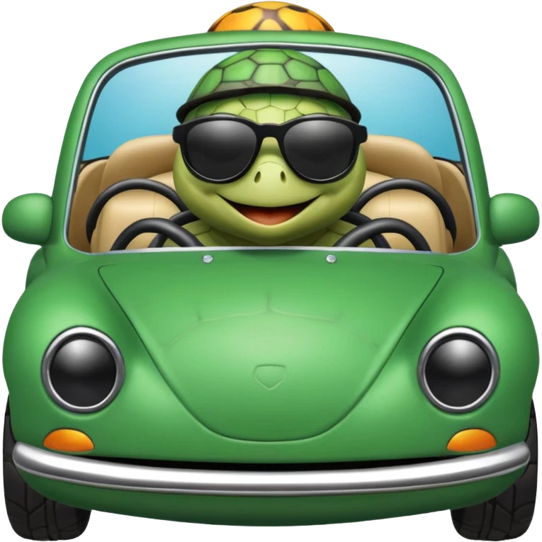 Turtle driving a car in front  emoji