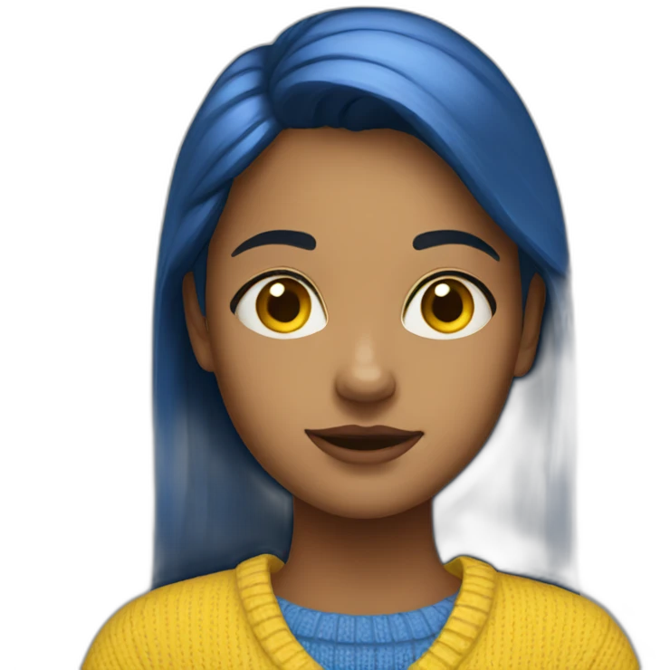 Girl in blue and yellow sweater emoji