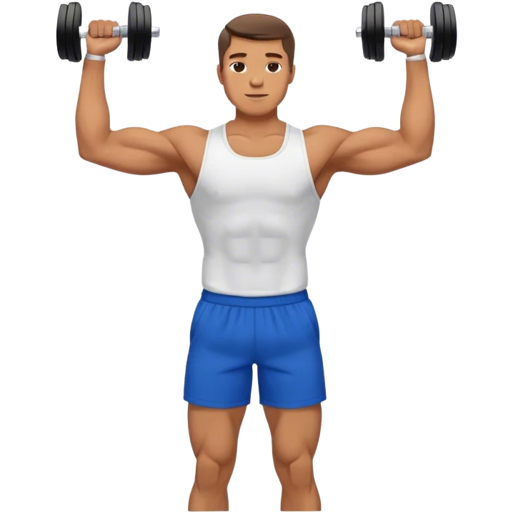 man with blue shorts doing dumbbell lateral-raise (T-pose) side-deltoid exercise emoji