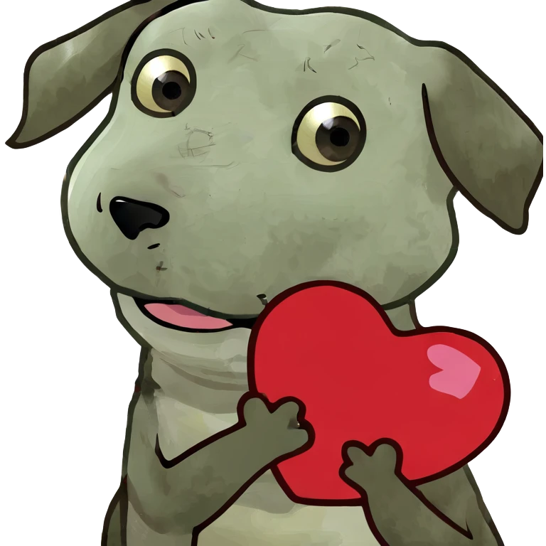 Puppy holding heart blowing kiss emoji