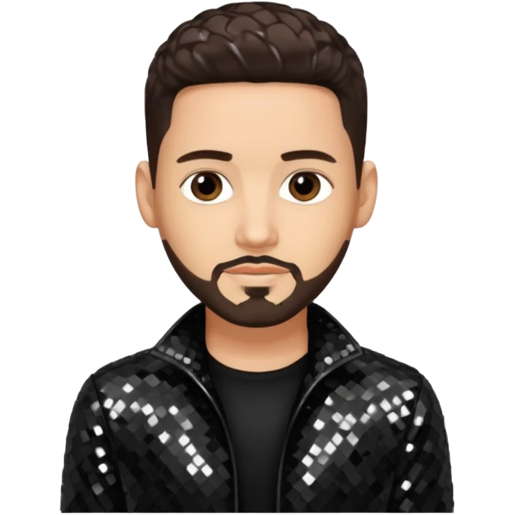 Jon B, White R&B Singer with light skin, dark brown hair, black sequin outfit emoji