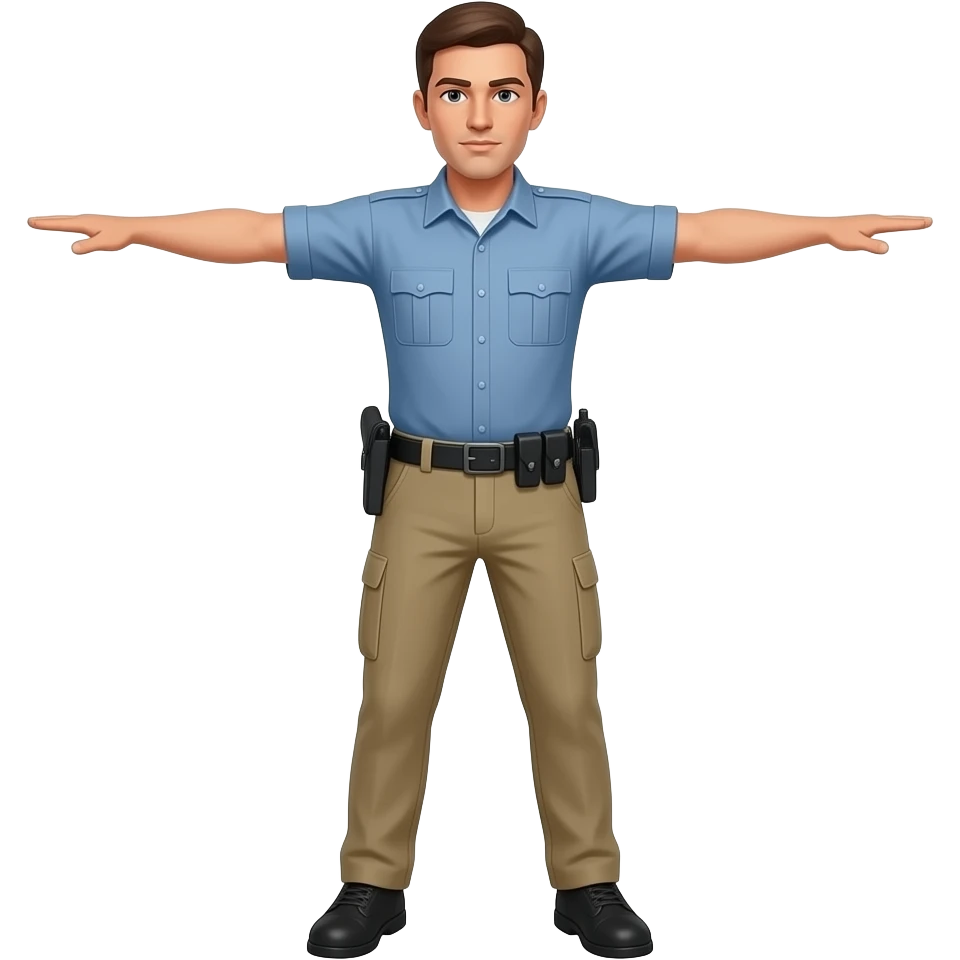 Faire l'emoji dans le garde qui a les deux pieds collés et les deux bras bien écartés comme si c'était un t avec les jambes collées emoji