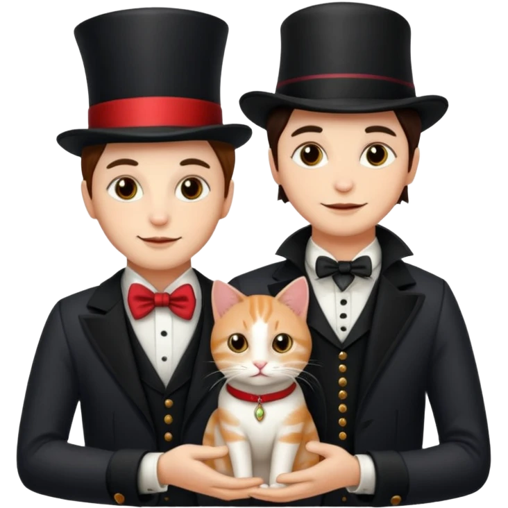 magician couple and their pet cat emoji