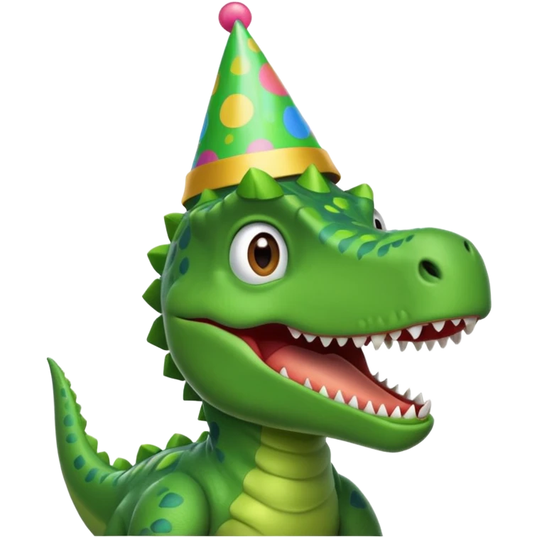 a dinosaur wearing a party hat emoji