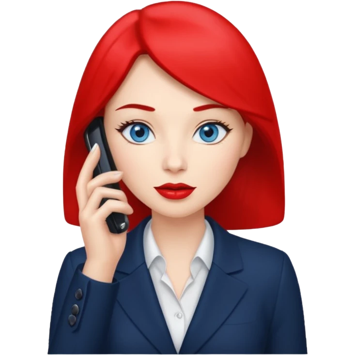 business woman with blue eyes talking on the mobile phone emoji