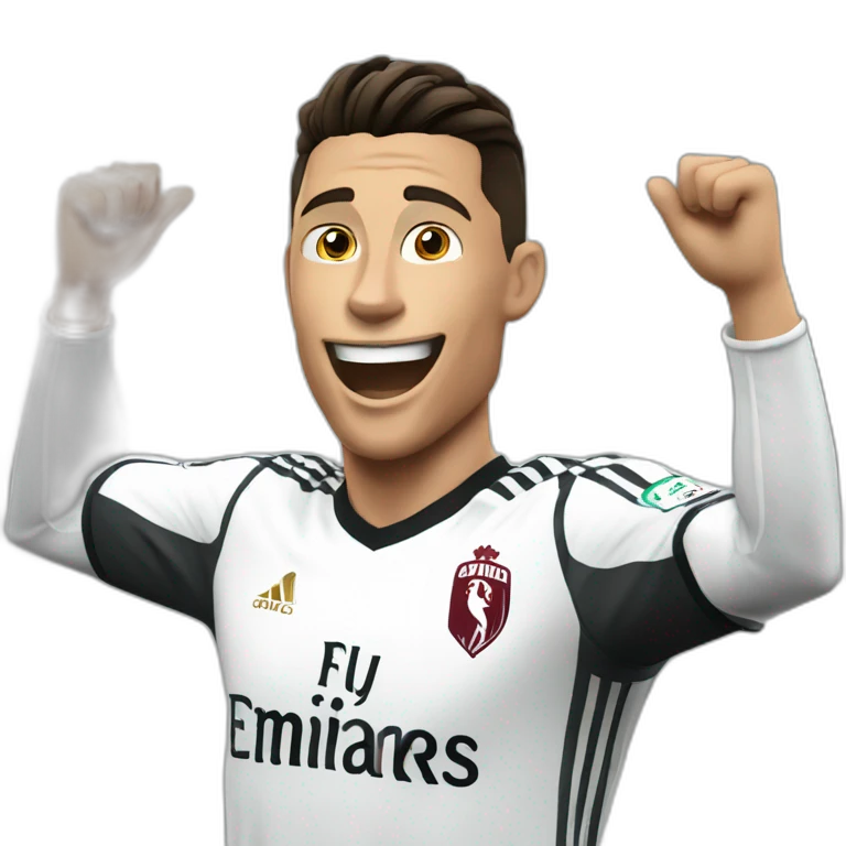 Cristiano Ronaldo celebrating a goal doing the siu emoji