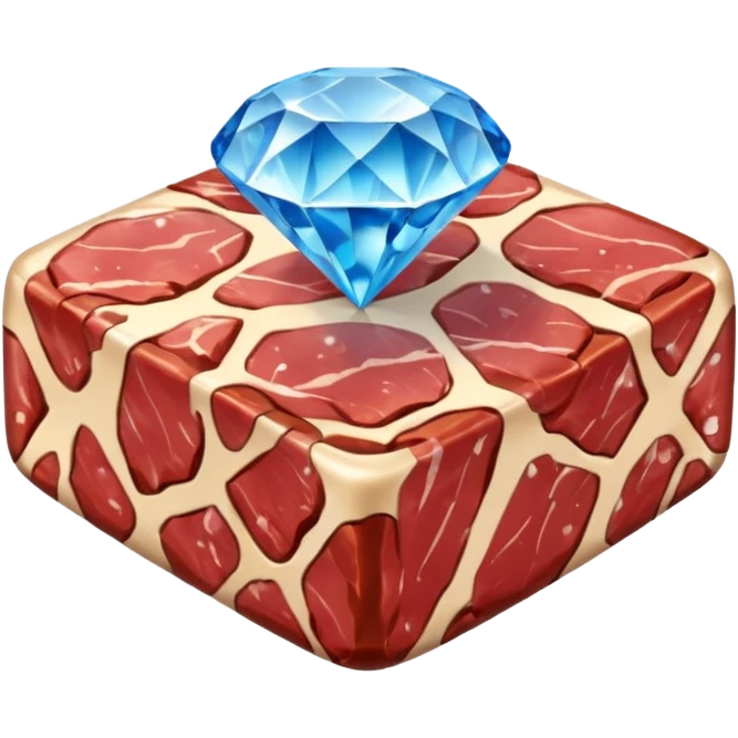 Meat with diamond textur and blue color emoji