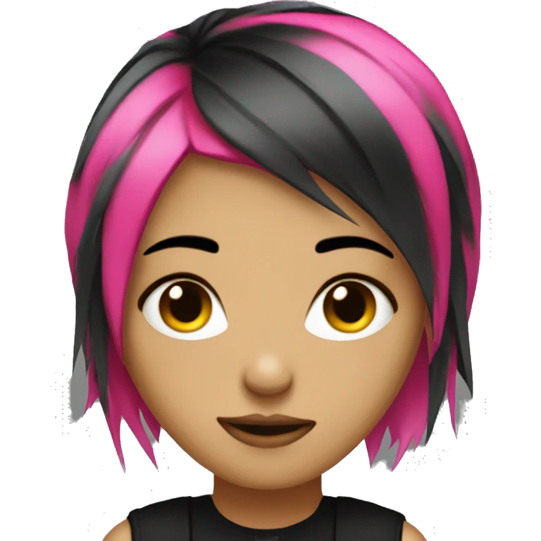 Emo girl with black and hot pink hair emoji