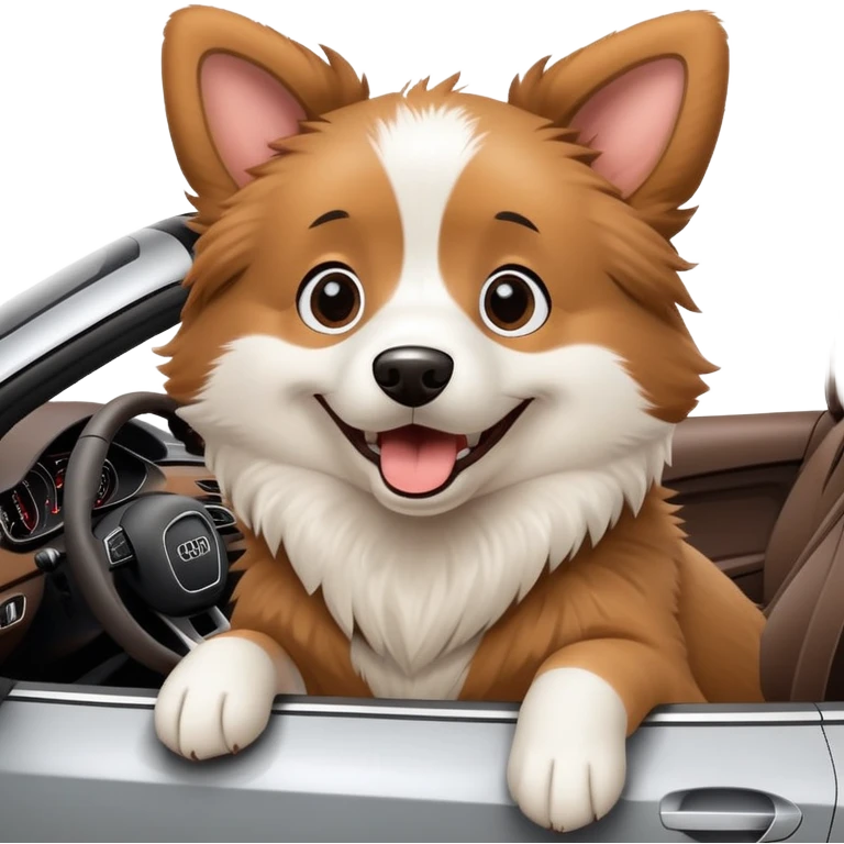A dog in a Audi R8 emoji