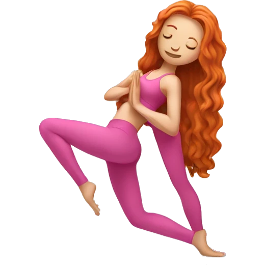 long hair ginger doing yoga in pink clothes emoji