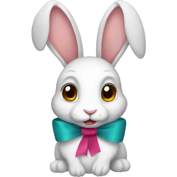 Rabbit wearing ribbon emoji