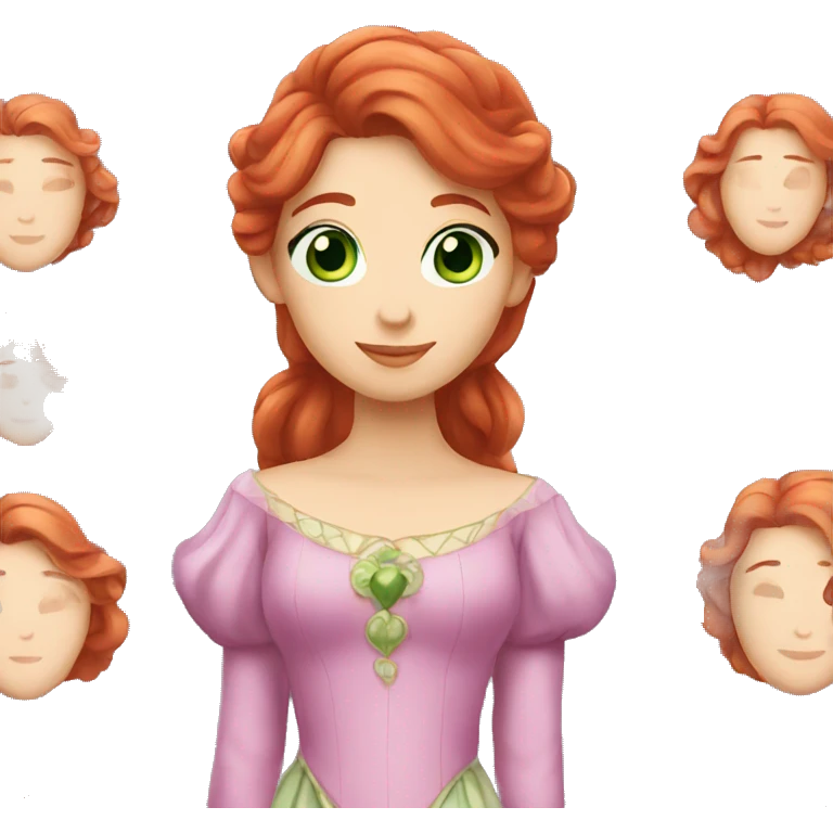 Princess with long red hair and green eyes emoji