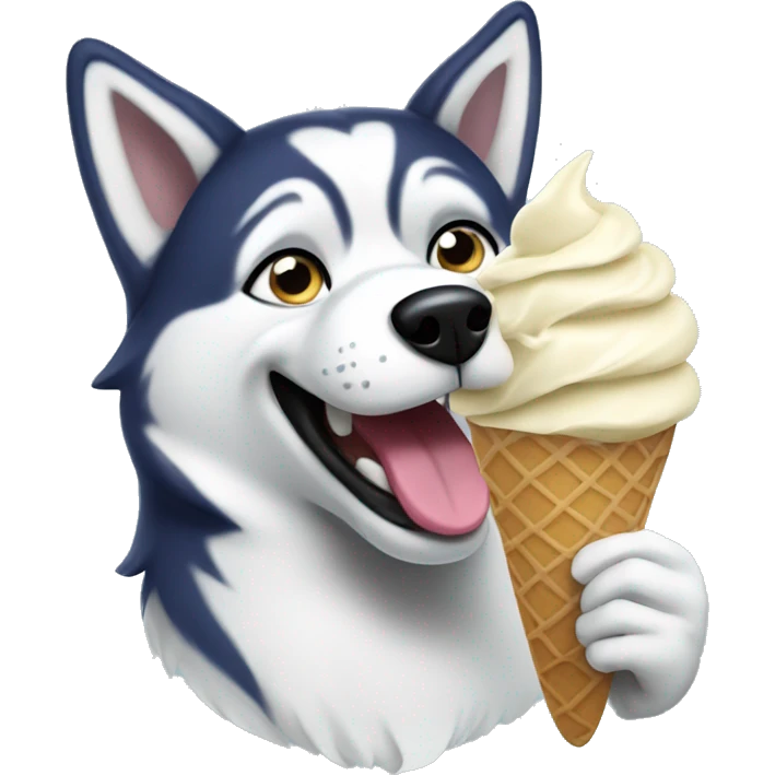 Husky eating ice cream emoji