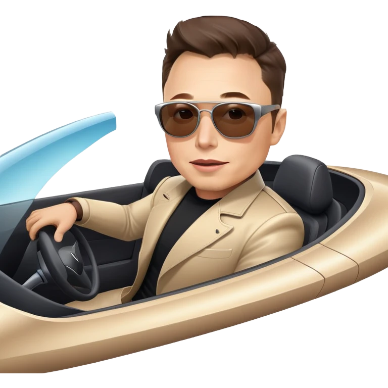 Elon musk flying in car  emoji